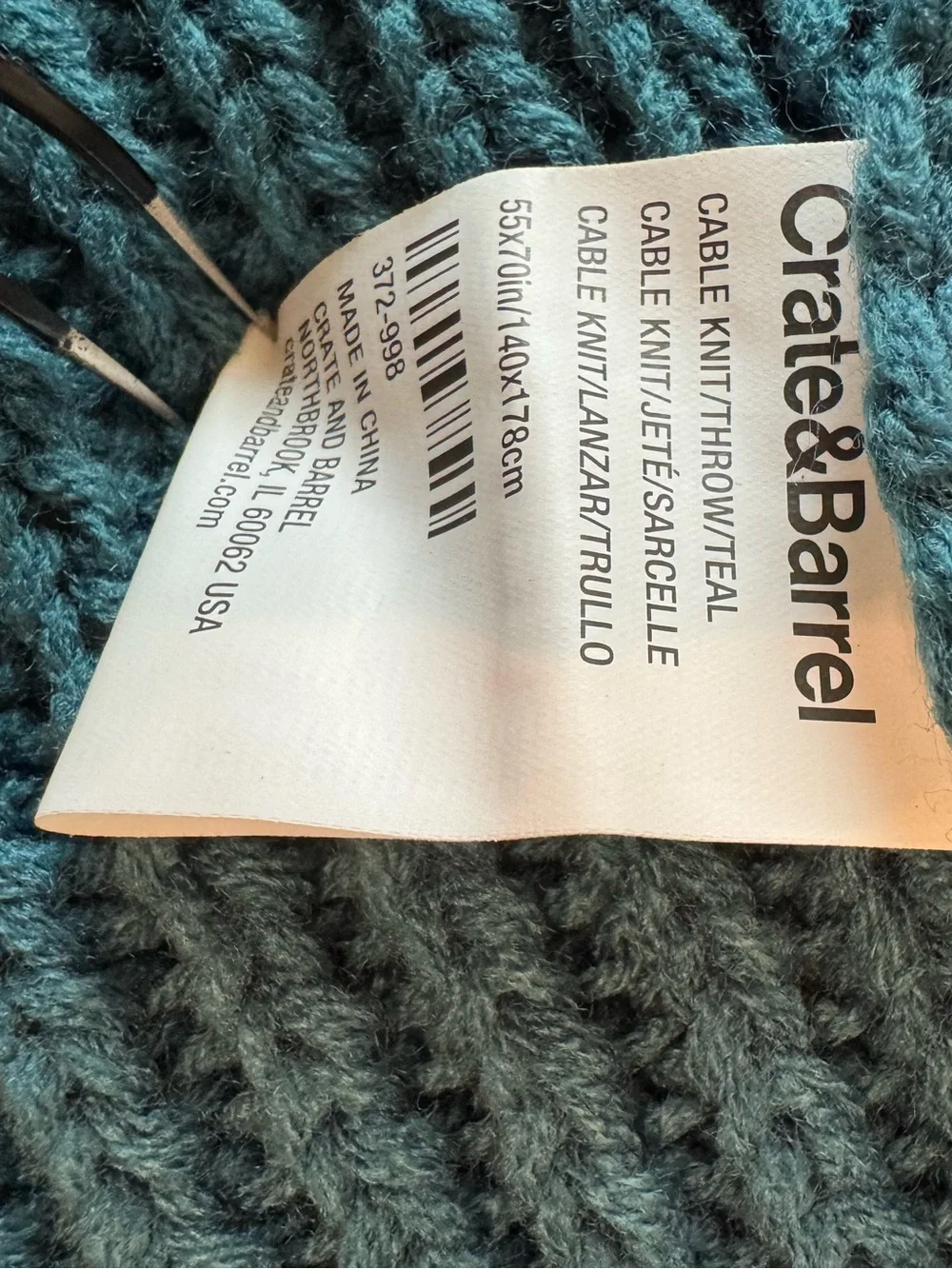 Crate and Barrel Knit Throw Blanket